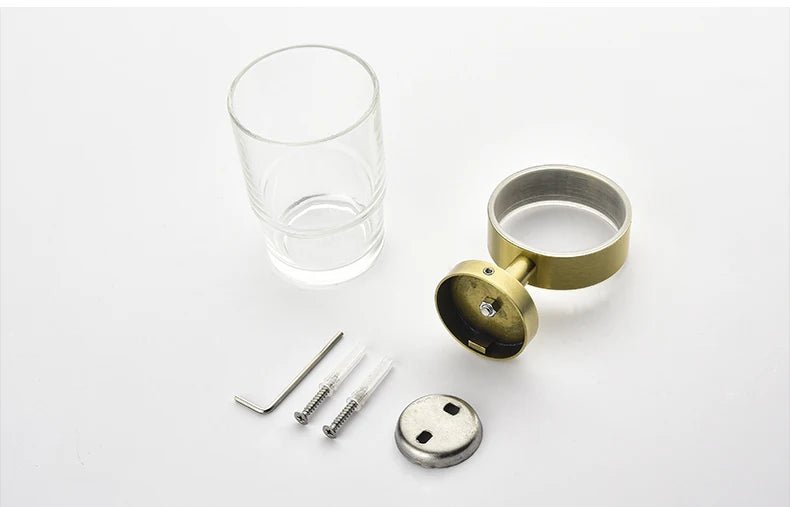 Gold Brushed Bathroom Hardware Set – Wall-Mounted Holders & Accessories