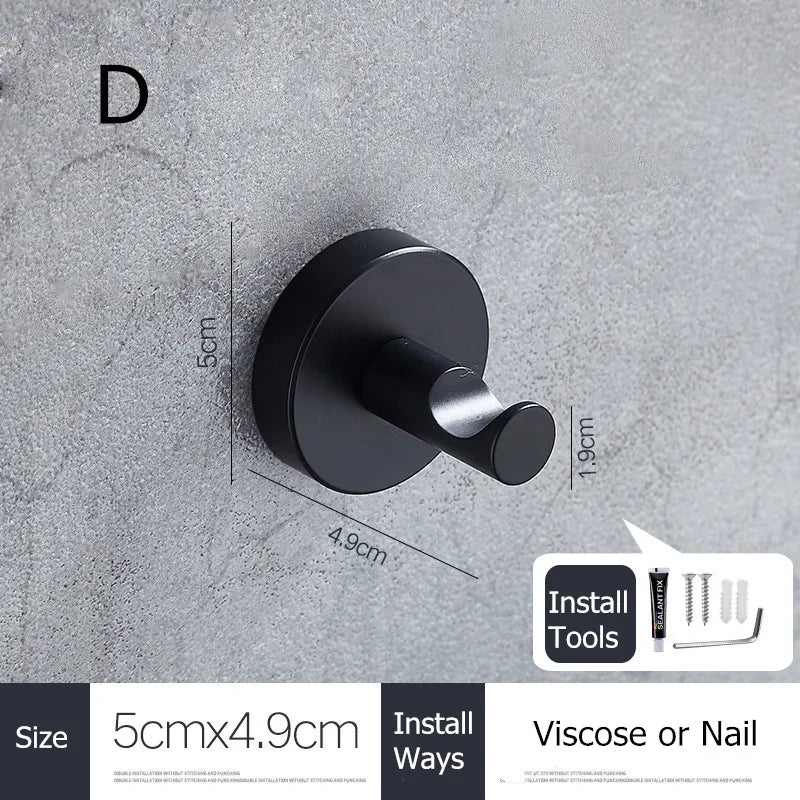 Black Stainless Steel Wall Hooks