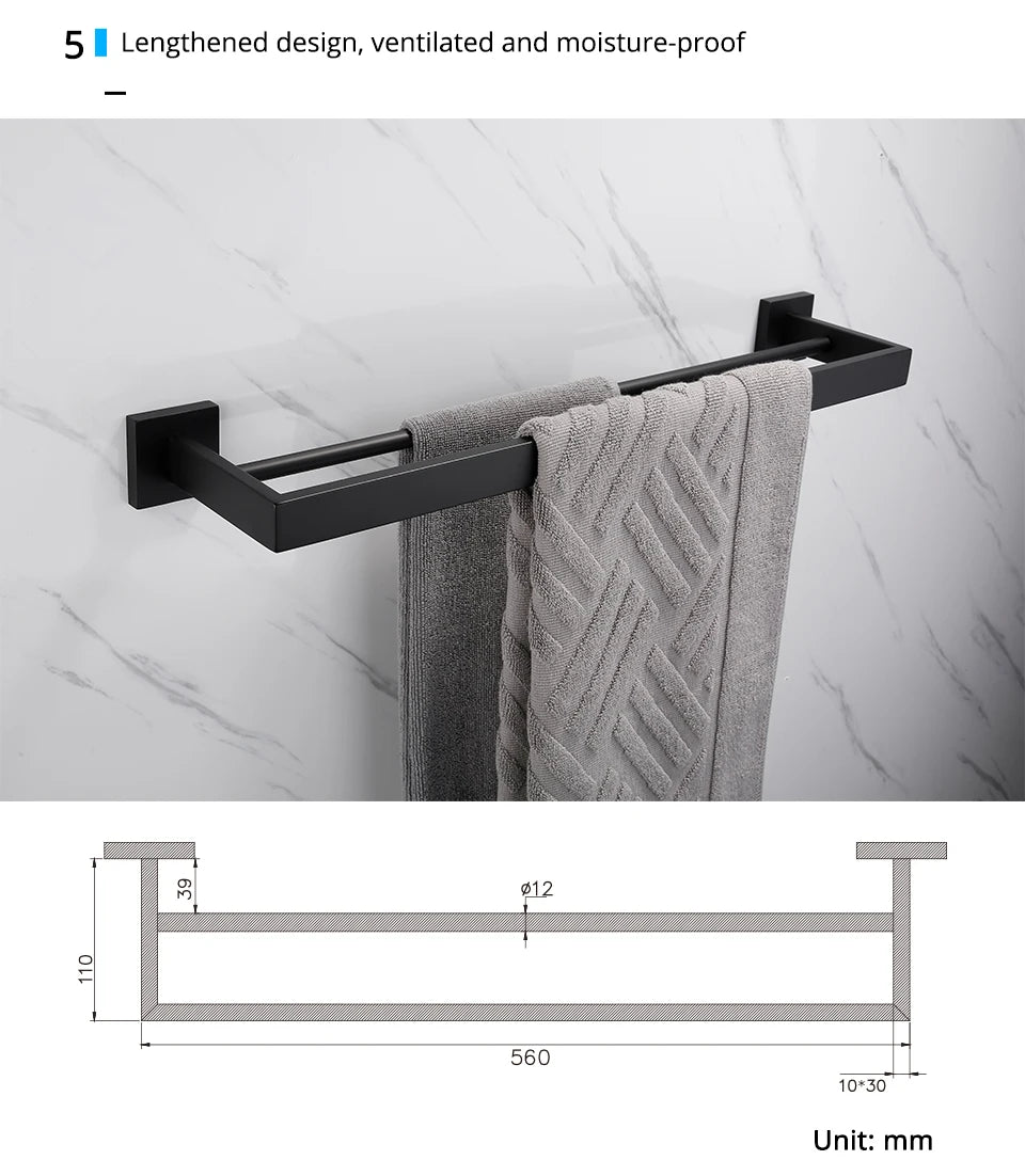 Matt Black Bathroom Hardware & Accessory Kit