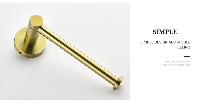 Gold Brushed Bathroom Hardware Set – Wall-Mounted Holders & Accessories