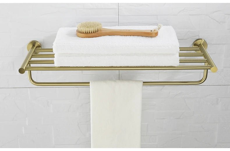 Gold Brushed Bathroom Hardware Set – Wall-Mounted Holders & Accessories
