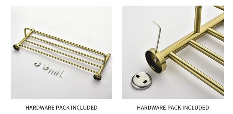 Gold Brushed Bathroom Hardware Set – Wall-Mounted Holders & Accessories