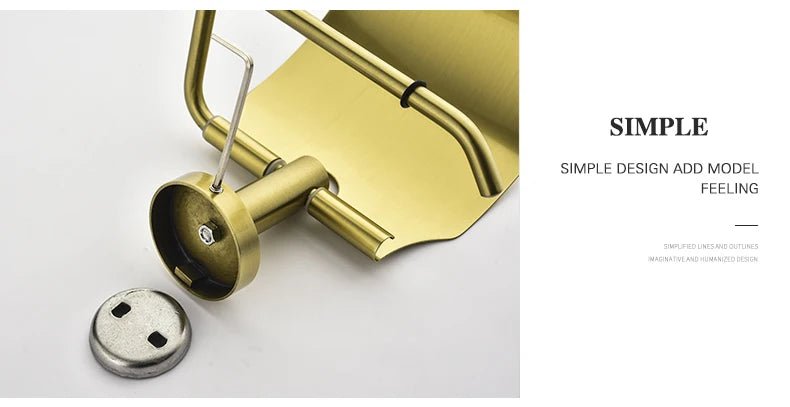 Gold Brushed Bathroom Hardware Set – Wall-Mounted Holders & Accessories