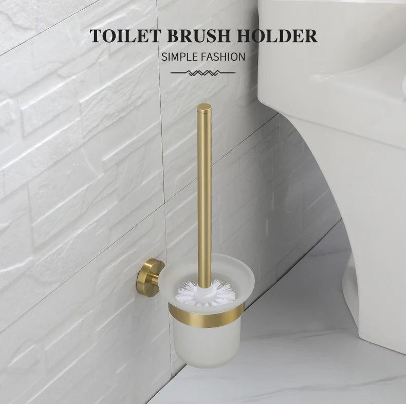 Gold Brushed Bathroom Hardware Set – Wall-Mounted Holders & Accessories