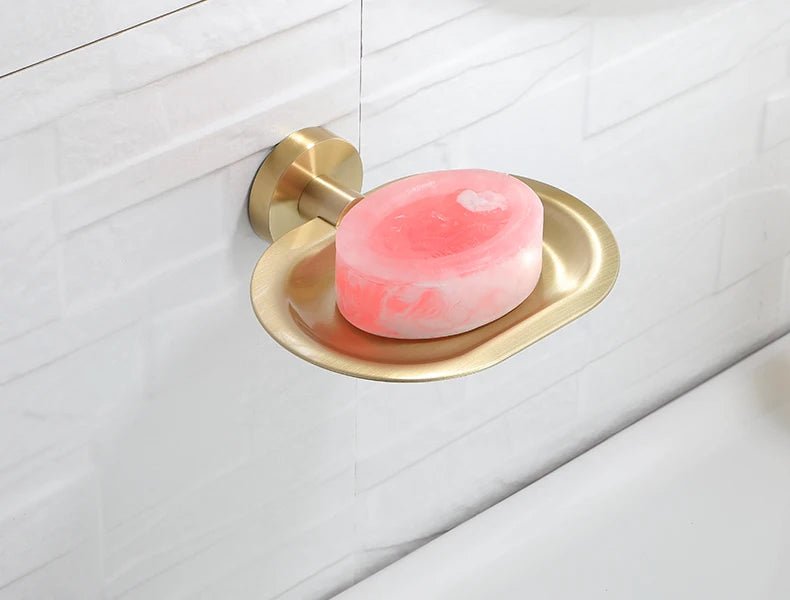 Gold Brushed Bathroom Hardware Set – Wall-Mounted Holders & Accessories