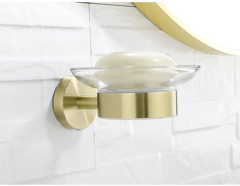 Gold Brushed Bathroom Hardware Set – Wall-Mounted Holders & Accessories