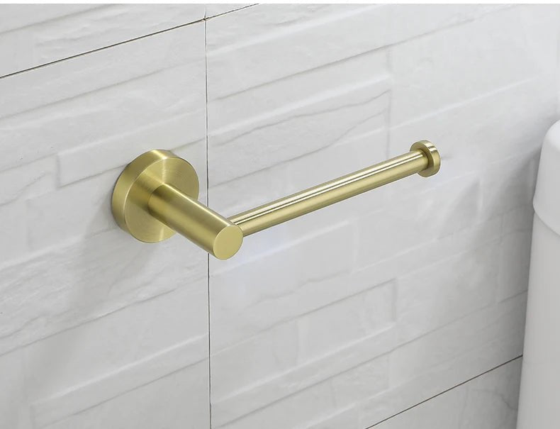 Gold Brushed Bathroom Hardware Set – Wall-Mounted Holders & Accessories