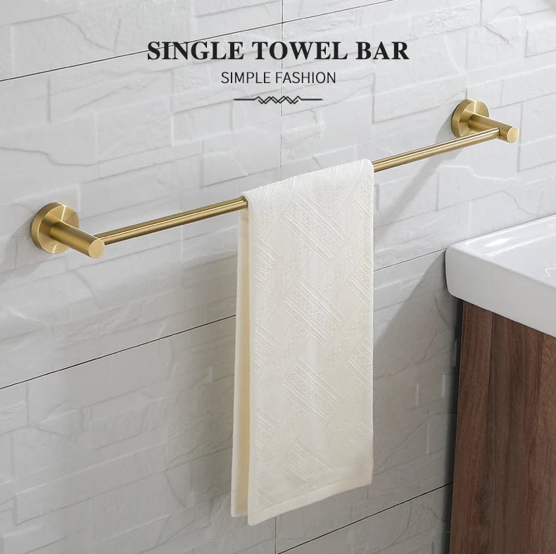 Gold Brushed Bathroom Hardware Set – Wall-Mounted Holders & Accessories