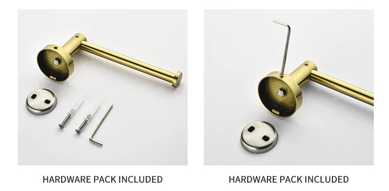 Gold Brushed Bathroom Hardware Set – Wall-Mounted Holders & Accessories