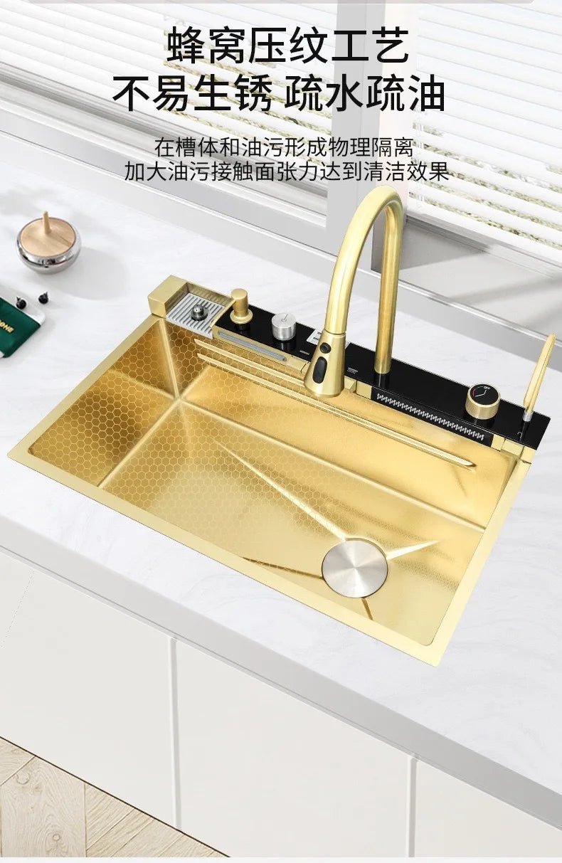 Stainless Steel Kitchen Sink – Digital Display & Ambient Light