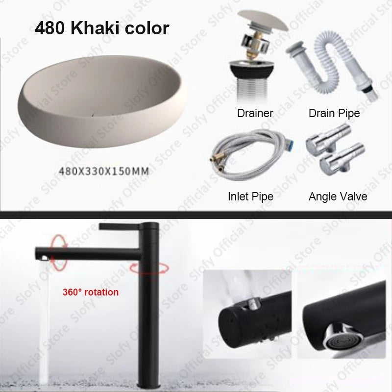 Simple Oval Ceramic Countertop Basin – Modern Luxury Bathroom Sink