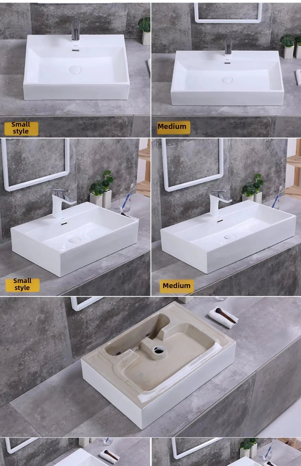 Square White Ceramic Countertop Basin – Multi-Size Vanity Sink