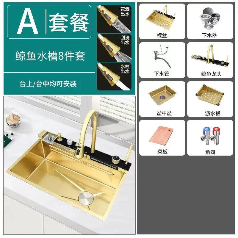 Stainless Steel Kitchen Sink – Digital Display & Ambient Light