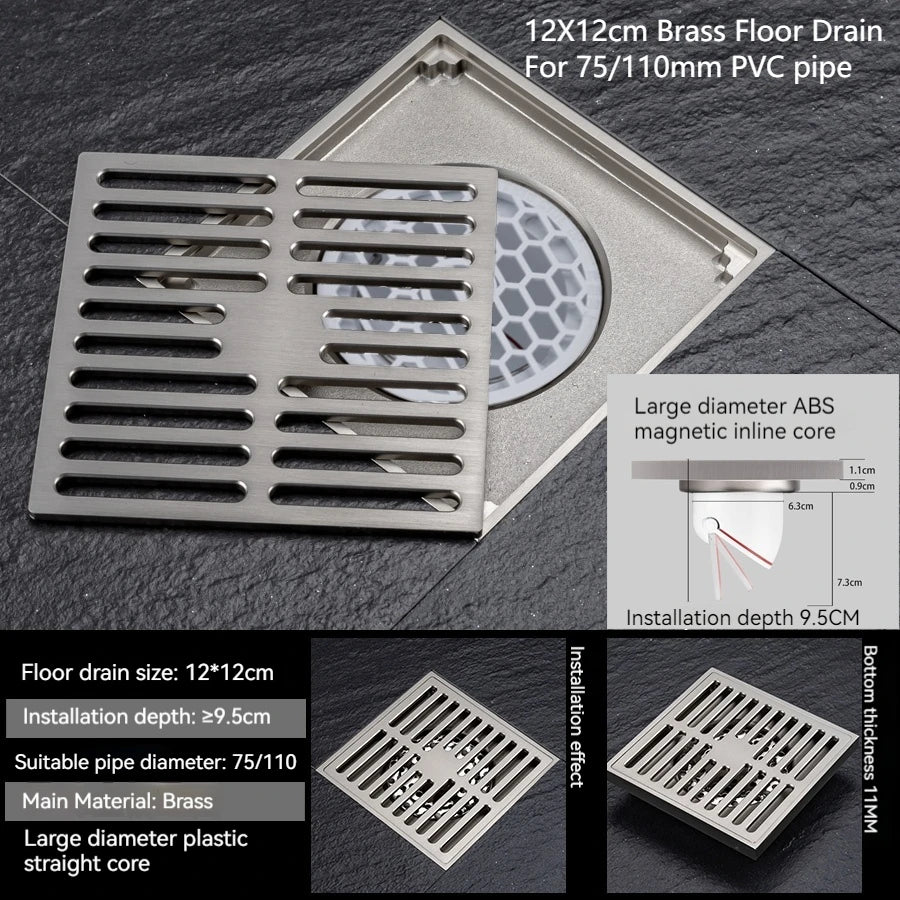 Brushed Nickel Invisible Strip Floor Drain