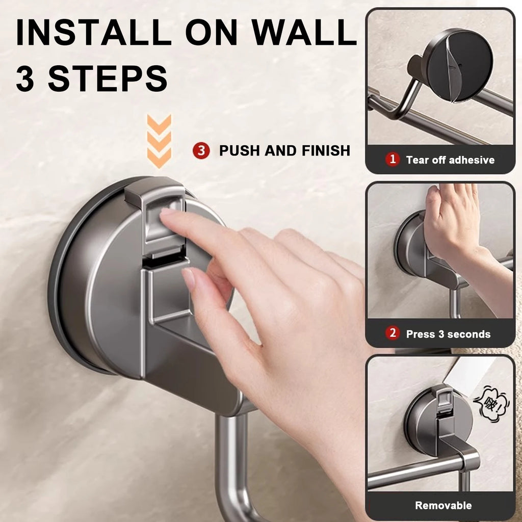 Suction Cup Double Towel Bar (No-Drill Wall Mount)