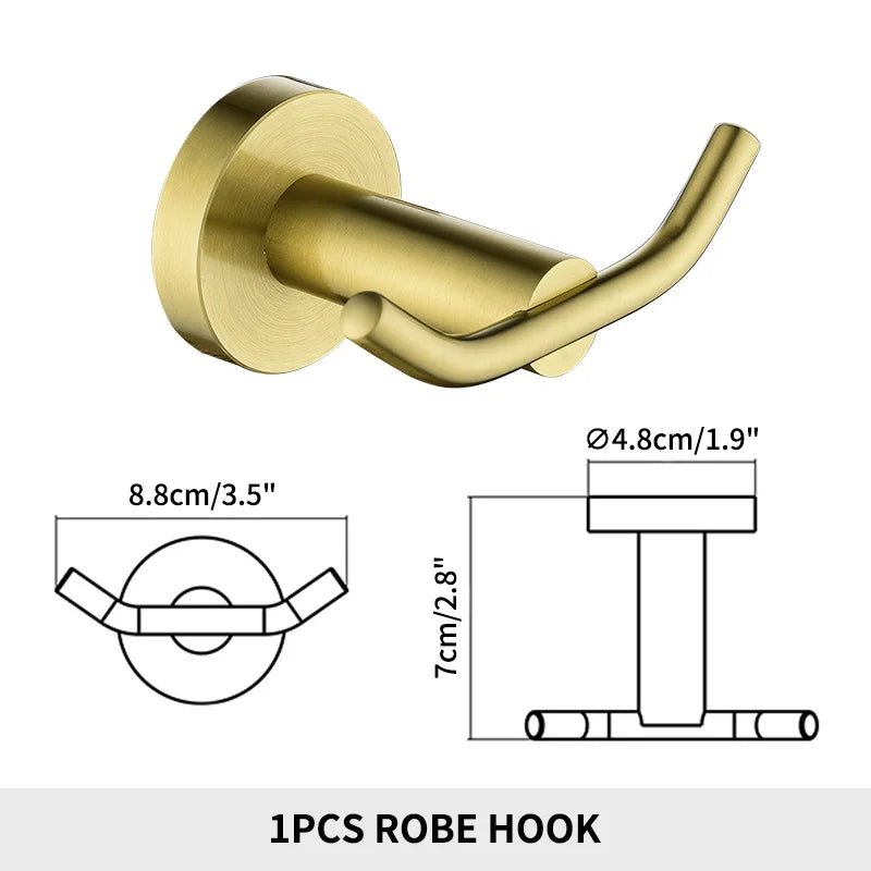 Gold Brushed Bathroom Hardware Set – Wall-Mounted Holders & Accessories