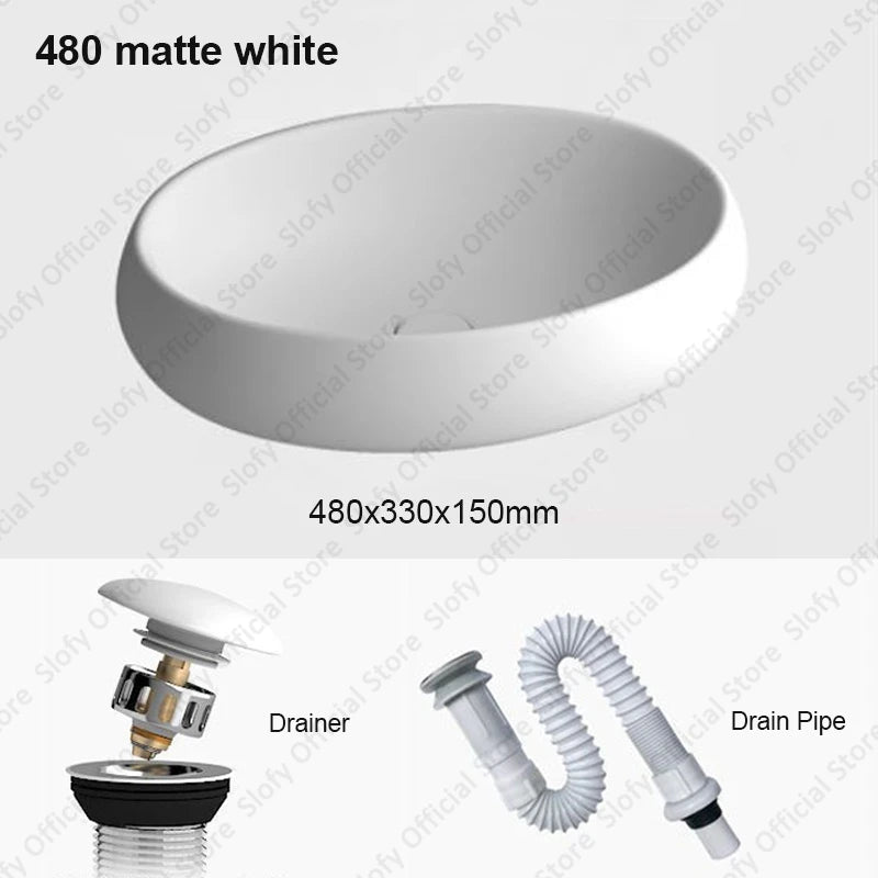 Simple Oval Ceramic Countertop Basin – Modern Luxury Bathroom Sink