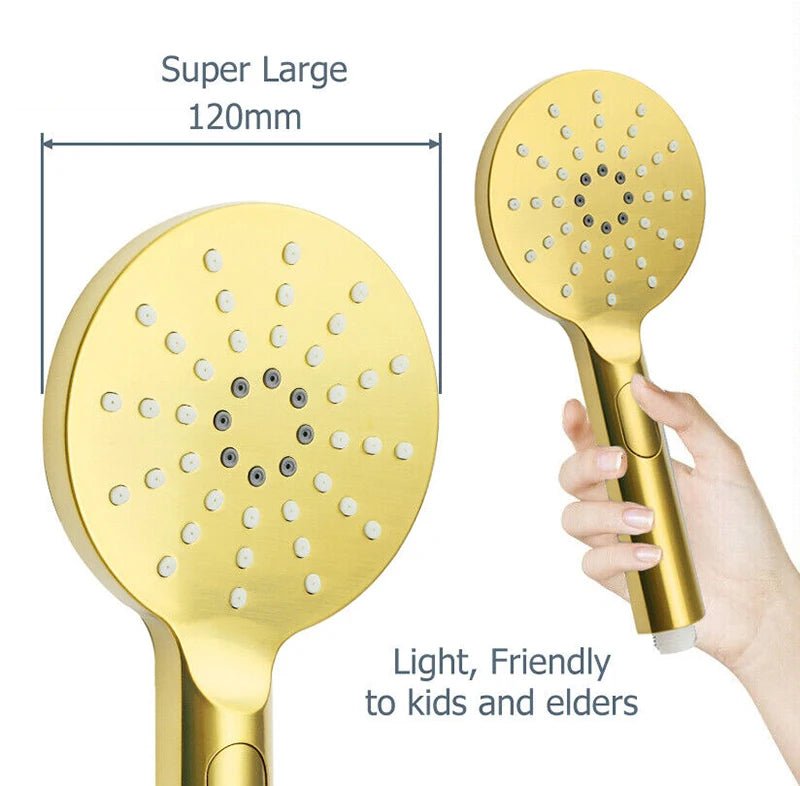 Brushed Gold Round Rain Shower Set with Sliding Rail