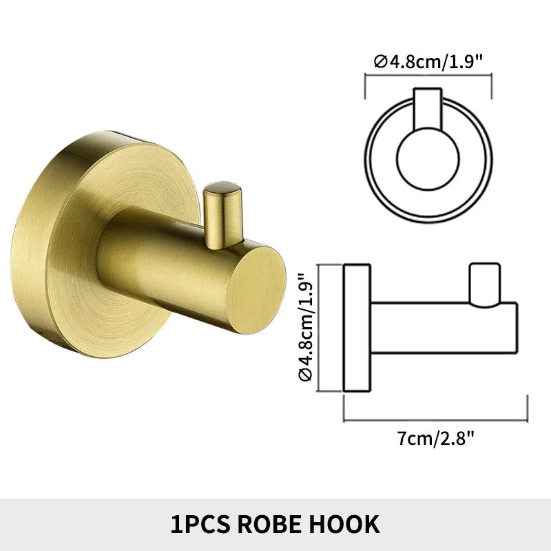 Gold Brushed Bathroom Hardware Set – Wall-Mounted Holders & Accessories