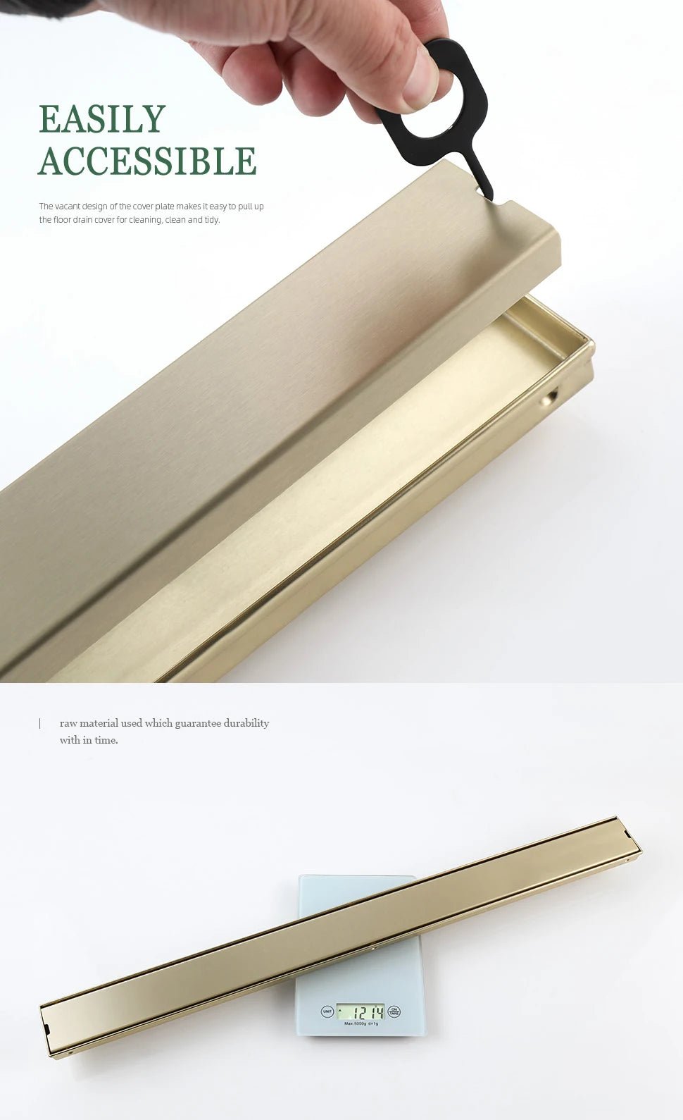 Brushed Gold Invisible Square Floor Drain