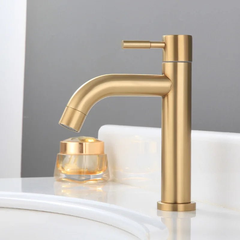 Stainless Steel Basin Faucet – Single Cold Water Tap (Gold/Black/Silver)