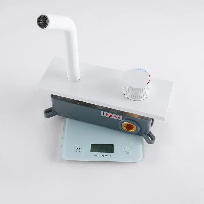 Gunmetal Wall-Mounted Basin Faucet – Single Handle Hot & Cold Mixer