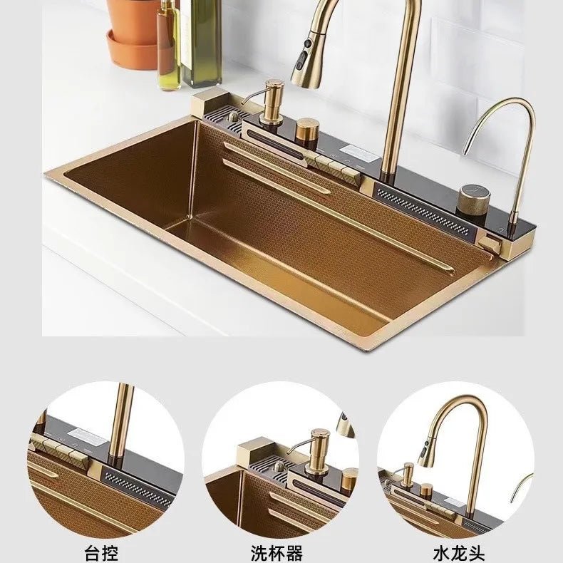 Stainless Steel Kitchen Sink – Digital Display & Ambient Light