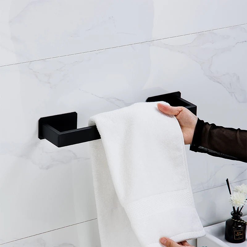 Black No-Drill Bathroom Hardware Set