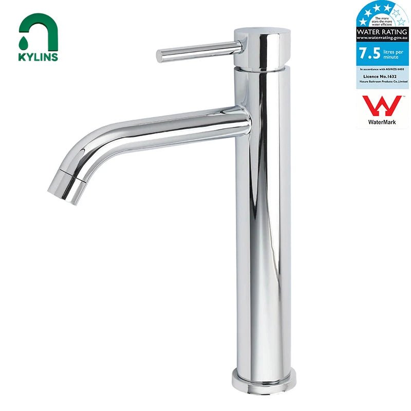 Tall Round Basin Mixer Tap – Chrome High-Rise Faucet