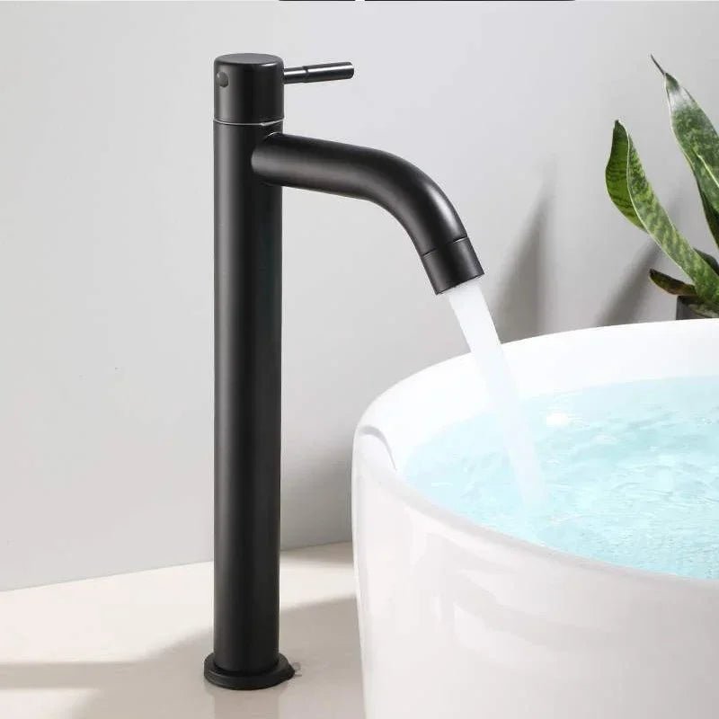 Black & Gold Stainless Steel Basin Faucet – Quick-Open Single Cold Tap