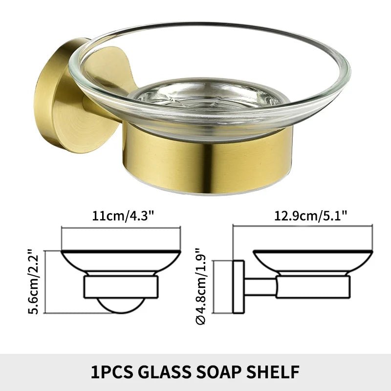 Gold Brushed Bathroom Hardware Set – Wall-Mounted Holders & Accessories