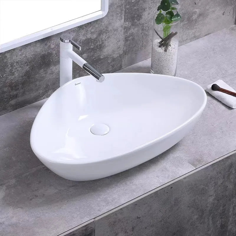 Square White Ceramic Countertop Basin – Multi-Size Vanity Sink