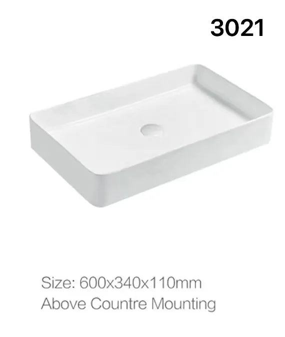 Square White Ceramic Countertop Basin – Multi-Size Vanity Sink