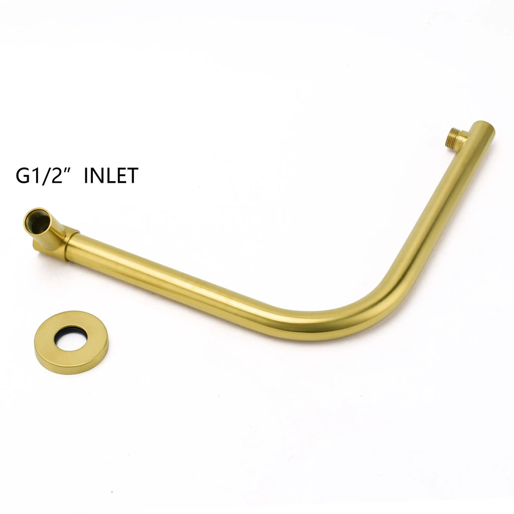 Brushed Gold Round Rain Shower Head with Swivel Gooseneck Arm