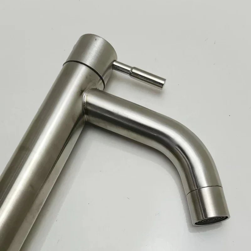 Black & Gold Stainless Steel Basin Faucet – Quick-Open Single Cold Tap