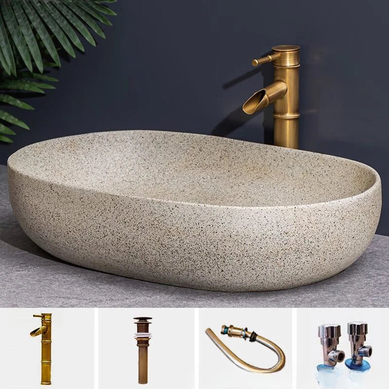 Nordic Ceramic Basin – 48×36×15cm Minimalist Bathroom Sink