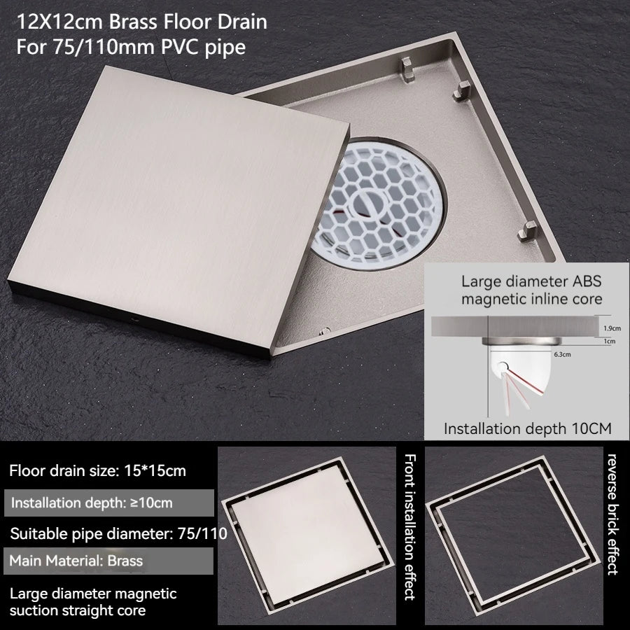 Brushed Nickel Invisible Strip Floor Drain