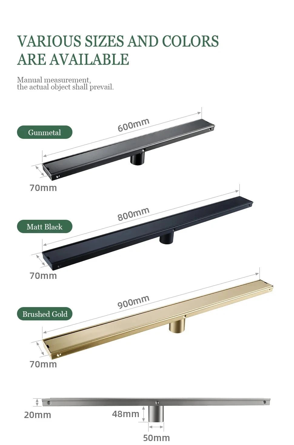 Brushed Gold Invisible Square Floor Drain