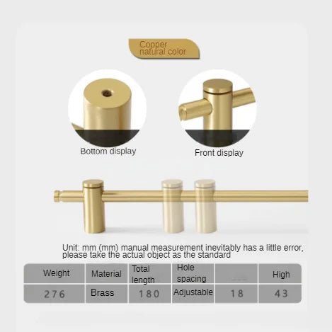 Luxury Adjustable Gold Brass Handle – Long Wardrobe & Cabinet Door Pull