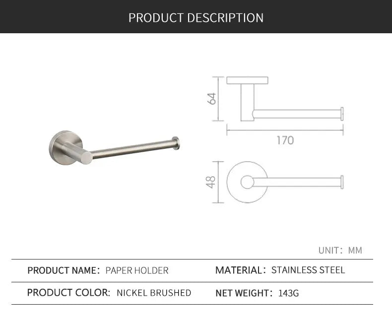 Brushed Stainless Steel Bathroom Hardware Set