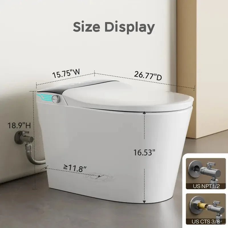 One-Piece Smart Bidet Toilet with Dual Auto Flush