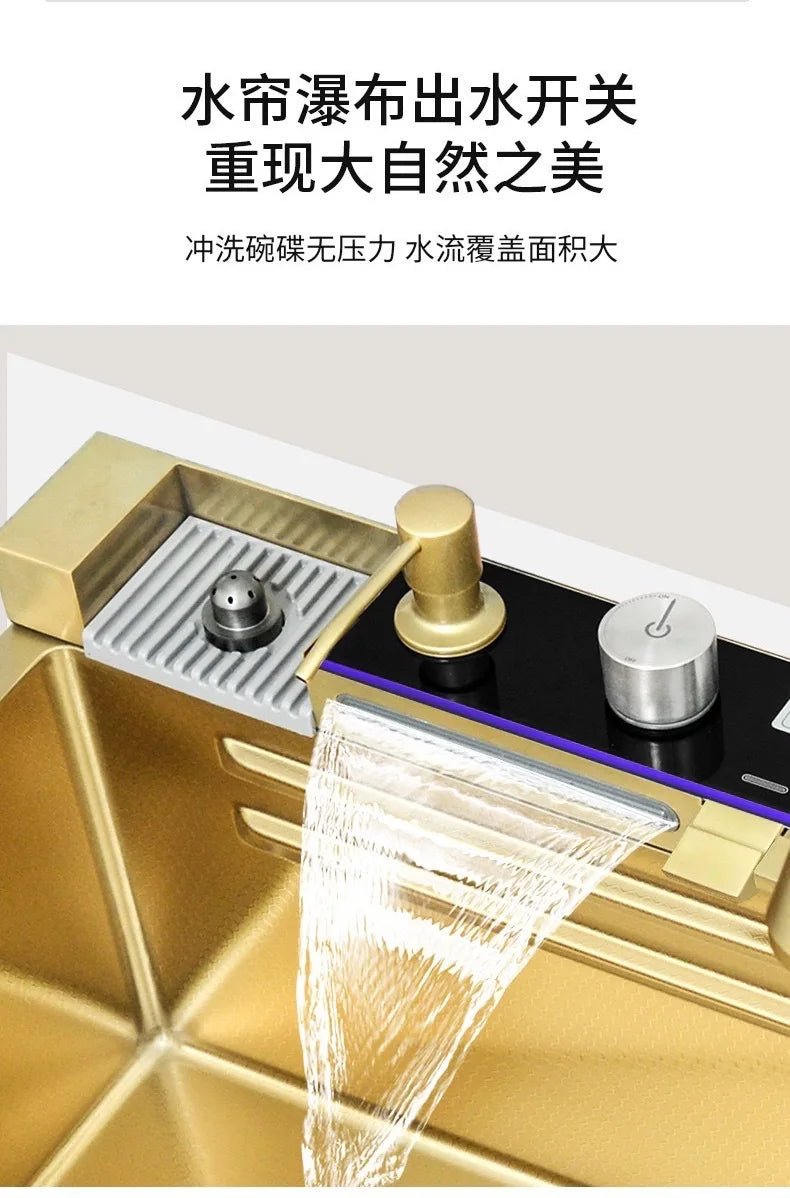 Stainless Steel Kitchen Sink – Digital Display & Ambient Light