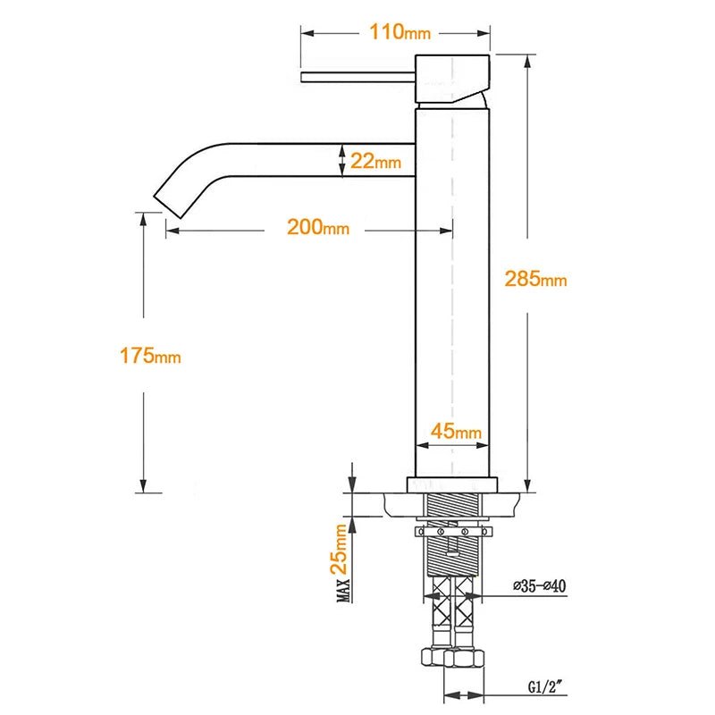 Tall Round Basin Mixer Tap – Chrome High-Rise Faucet