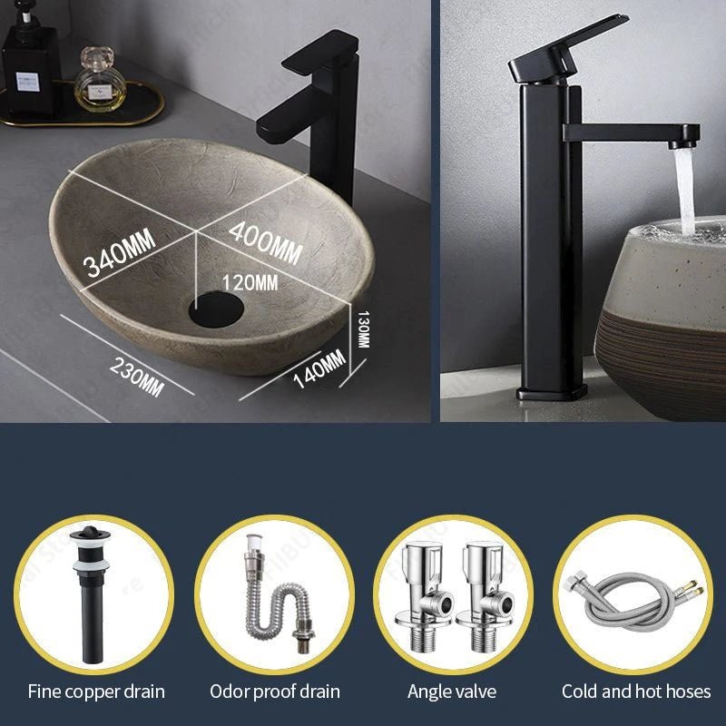 Oval Ceramic Vessel Sink – Above Counter Bathroom Basin