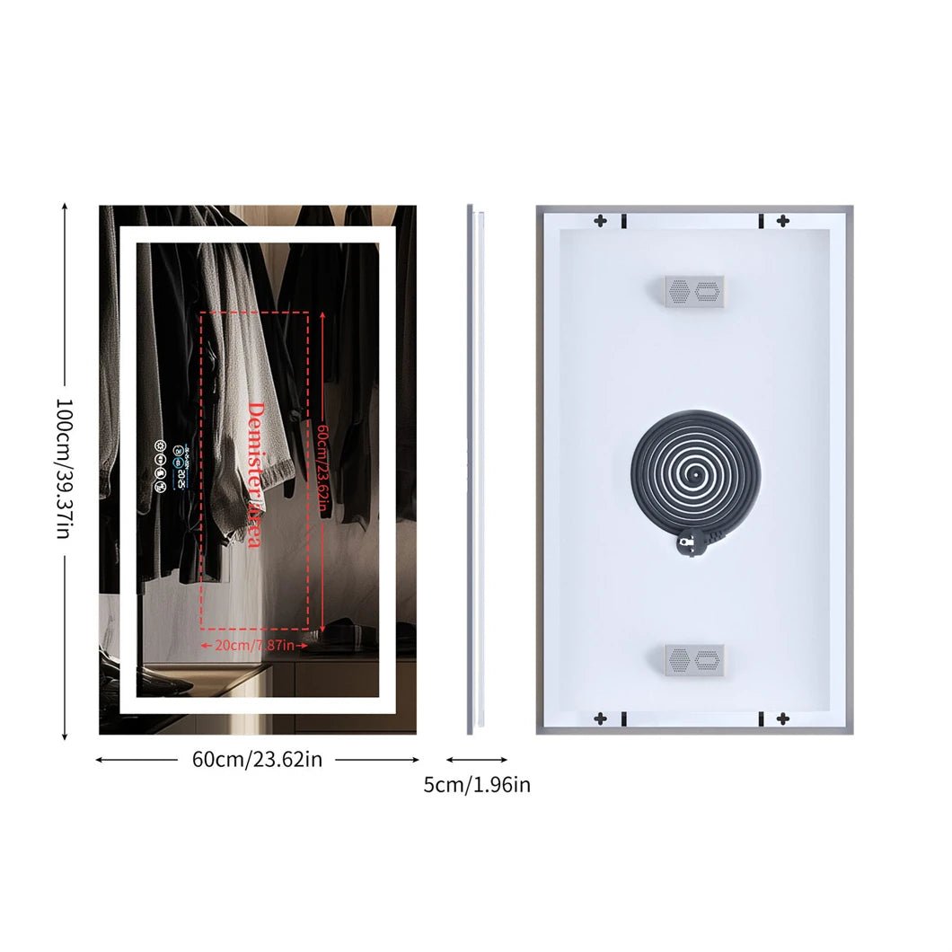 XXL Smart LED Bathroom Mirror – Bluetooth, Digital Display, Anti-Fog, Front & Back Lit