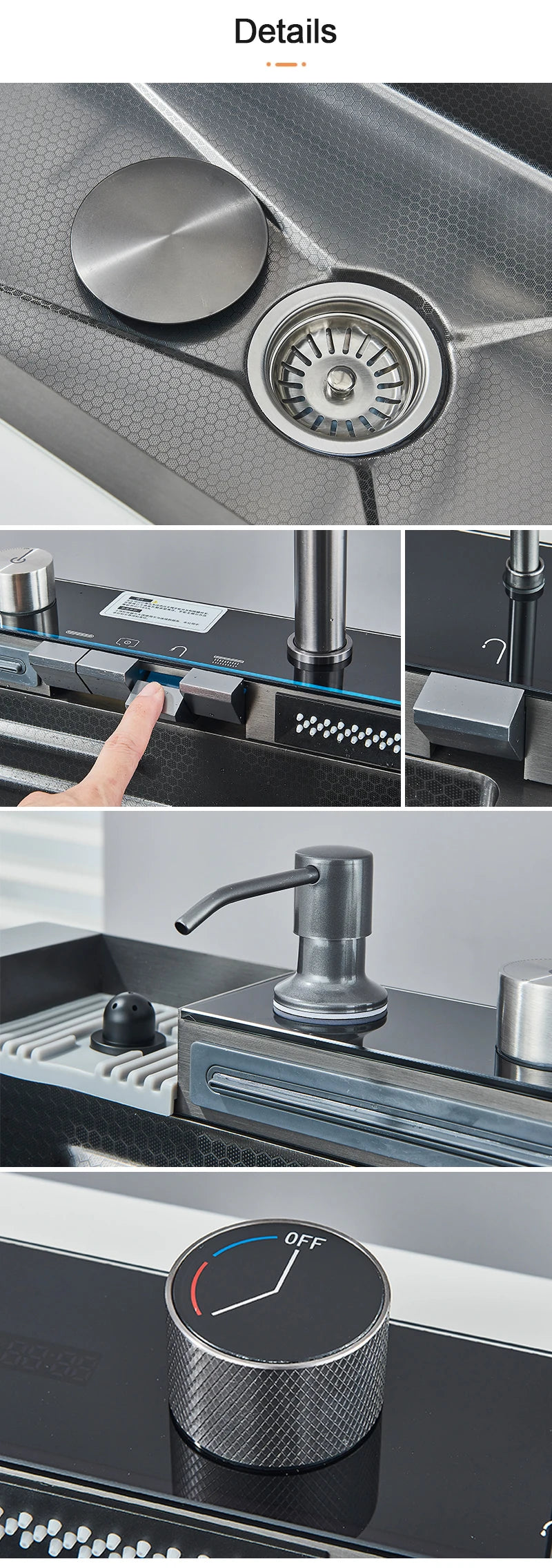 Stainless Steel Kitchen Sink with Faucet – Digital Display & 5-Function Waterfall System