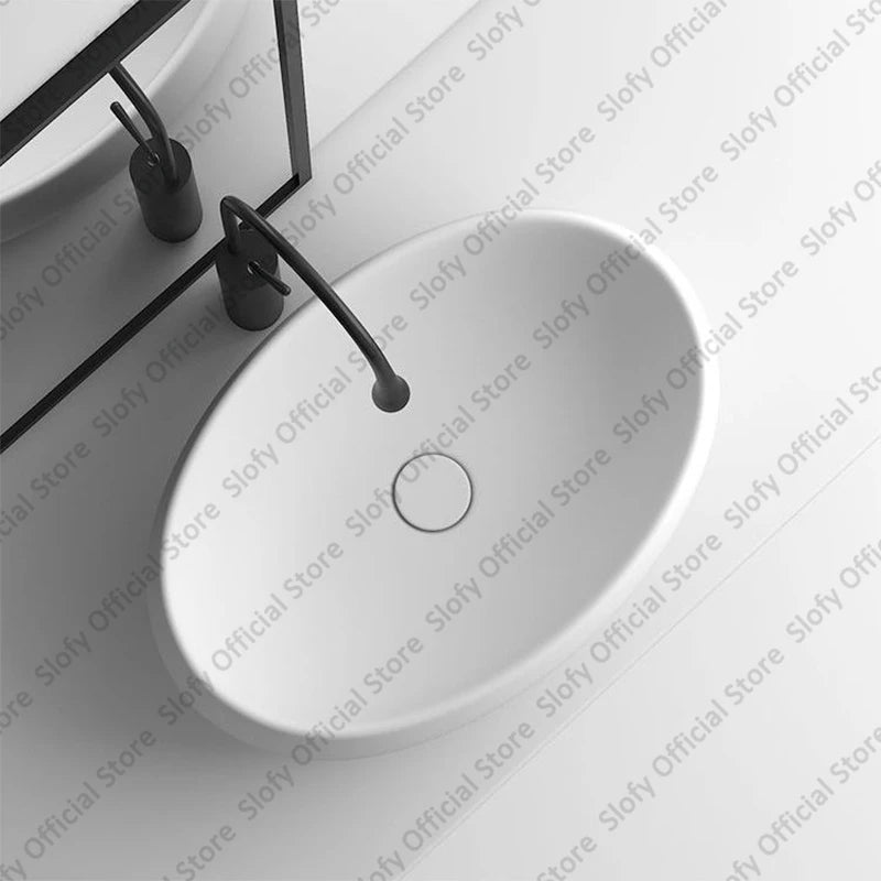 Simple Oval Ceramic Countertop Basin – Modern Luxury Bathroom Sink