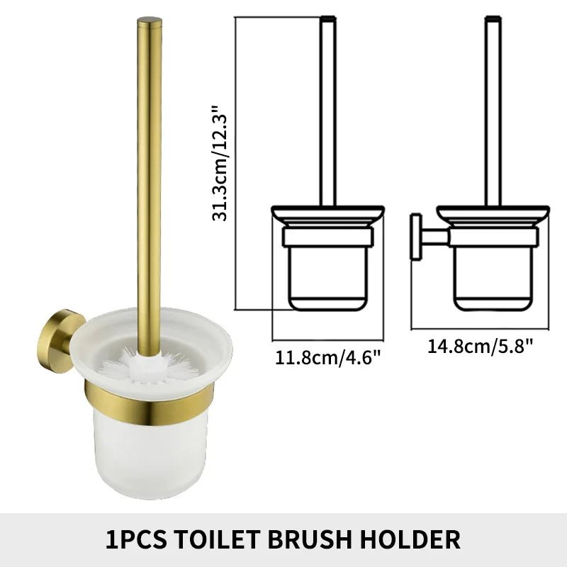 Gold Brushed Bathroom Hardware Set – Wall-Mounted Holders & Accessories