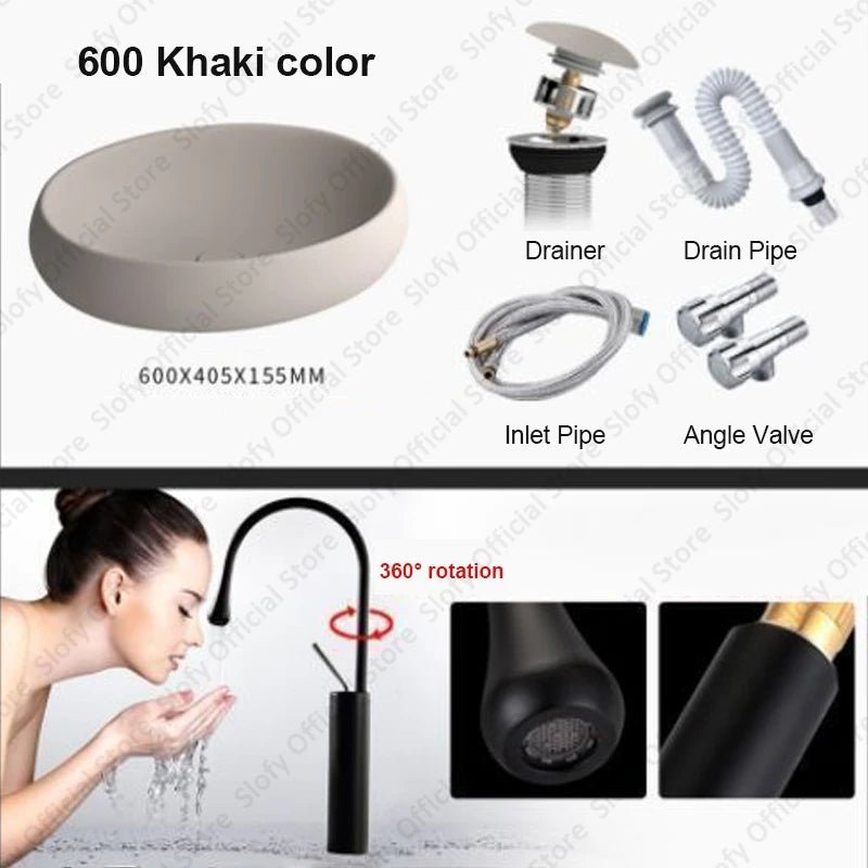 Simple Oval Ceramic Countertop Basin – Modern Luxury Bathroom Sink