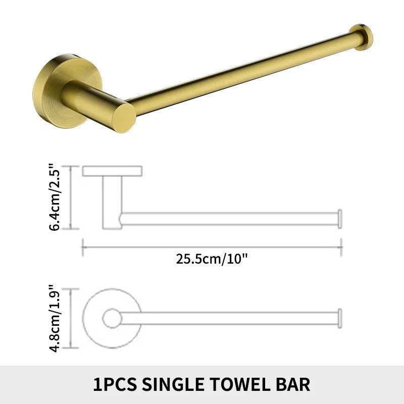 Gold Brushed Bathroom Hardware Set – Wall-Mounted Holders & Accessories